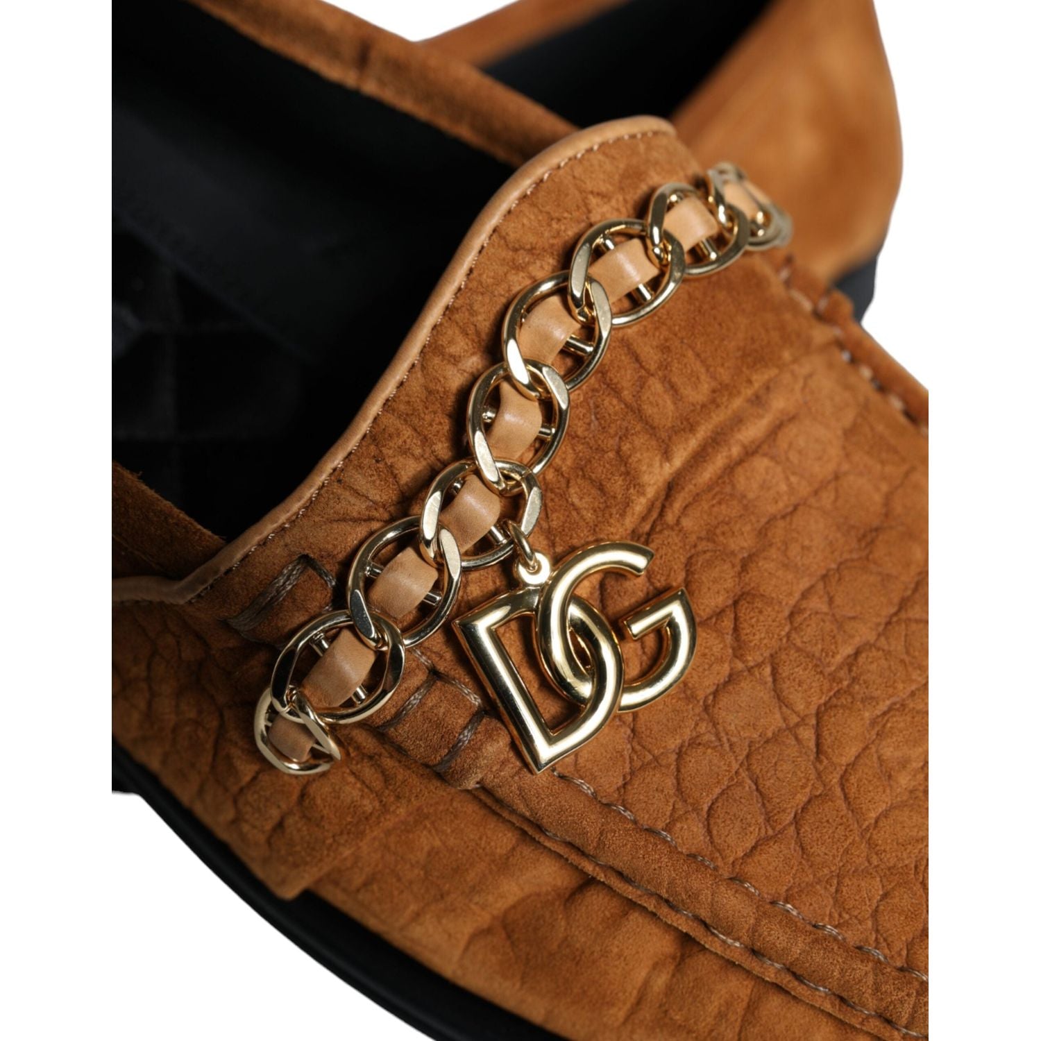 حذاء موكاسين سهل الارتداء من دولتشي آند غابانا مصنوع من الجلد المخملي باللون البني