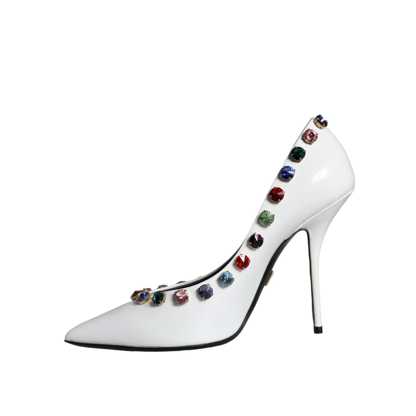 Dolce & Gabbana White Crystal Leather High Heels Pumps Shoes