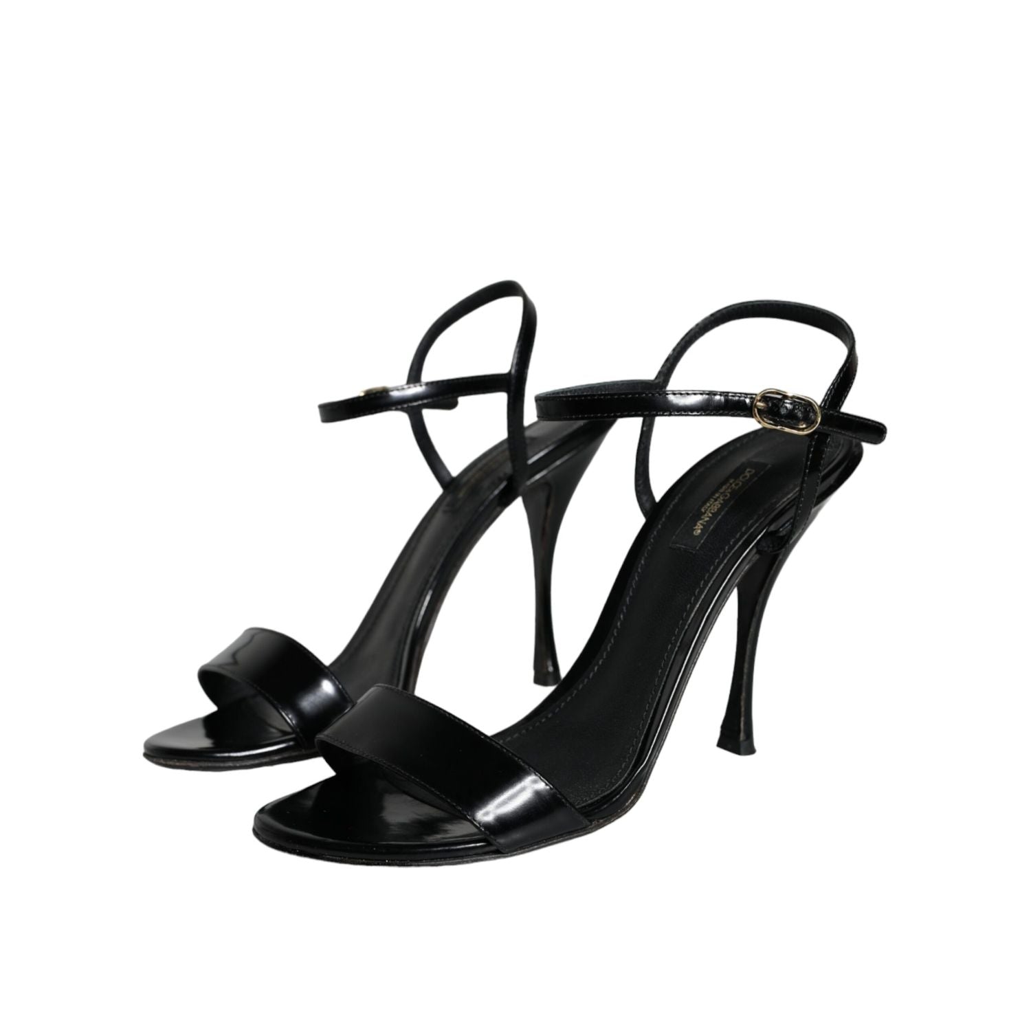 Dolce & Gabbana Black KEIRA Leather Heels Sandals Shoes