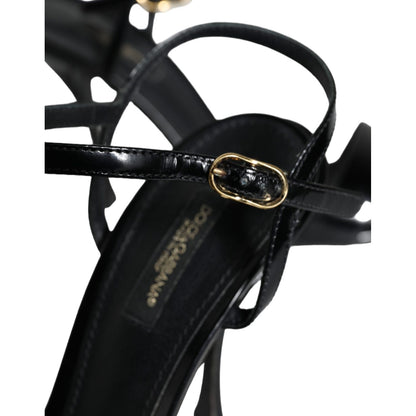 Dolce & Gabbana Black KEIRA Leather Heels Sandals Shoes