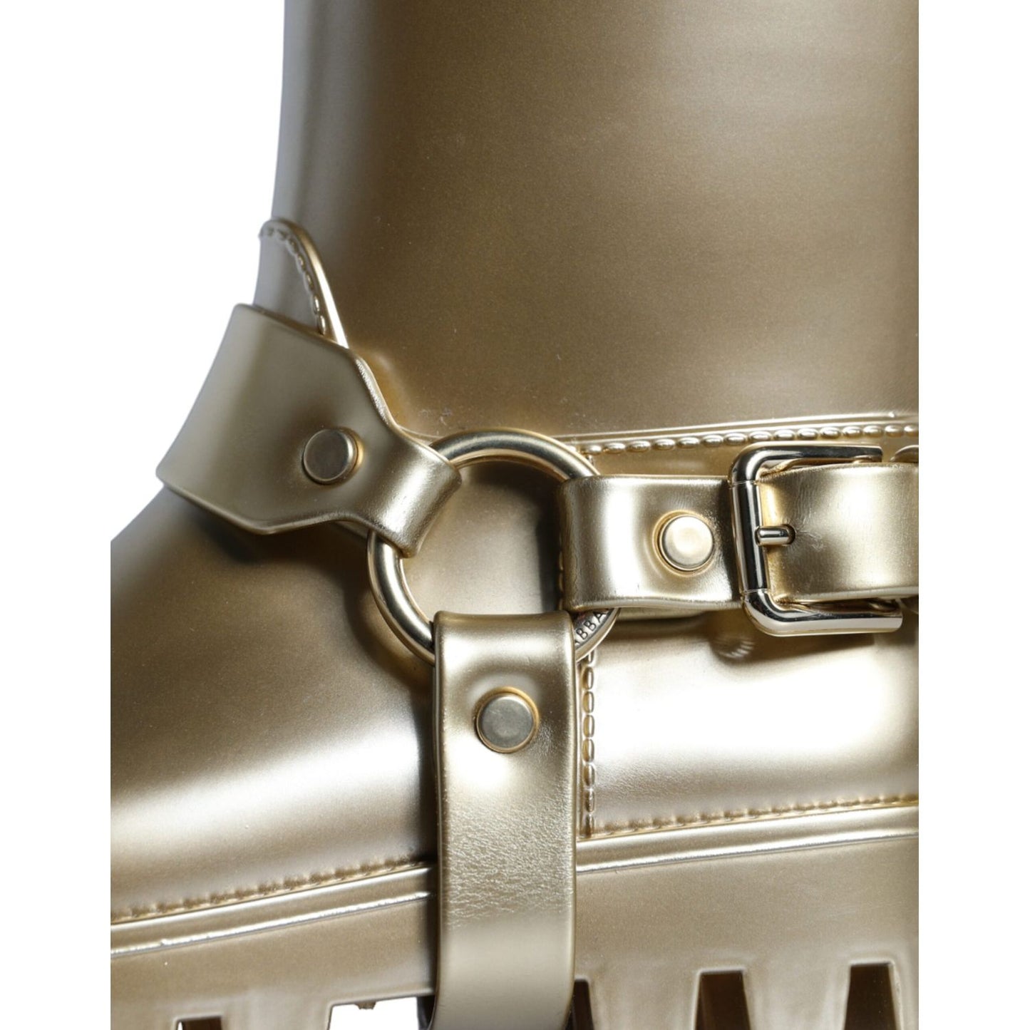Dolce & Gabbana Metallic Gold Rubber PVC Rain Boots Shoes