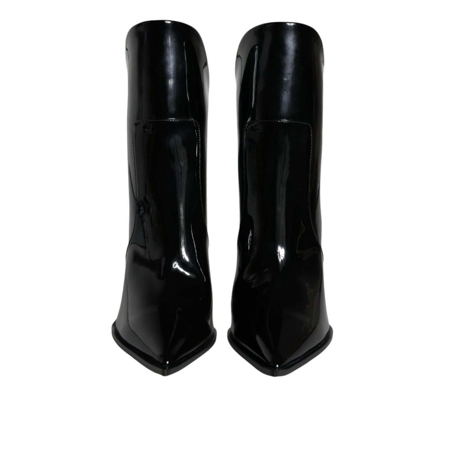 Dolce & Gabbana Black Patent Leather Pointed Ankle Boots Shoes