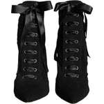 Dolce & Gabbana Black Jersey Stretch Ankle Booties Shoes LA11378-35.5