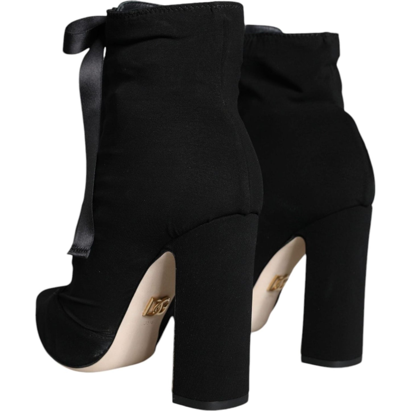 Dolce & Gabbana Black Jersey Stretch Ankle Booties Shoes LA11378-35.5