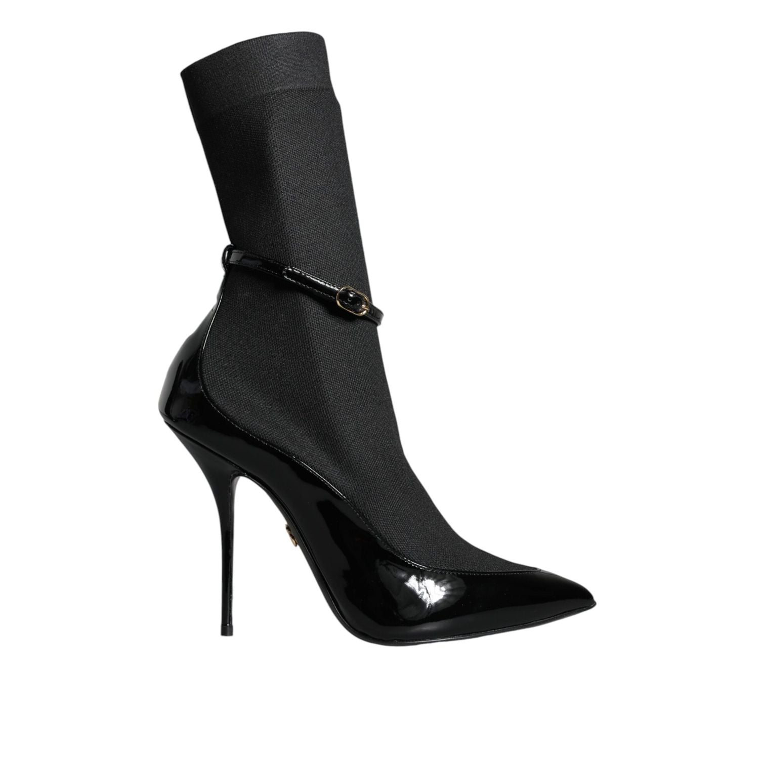 Dolce & Gabbana Black Leather Stilettos Booties Socks Shoes