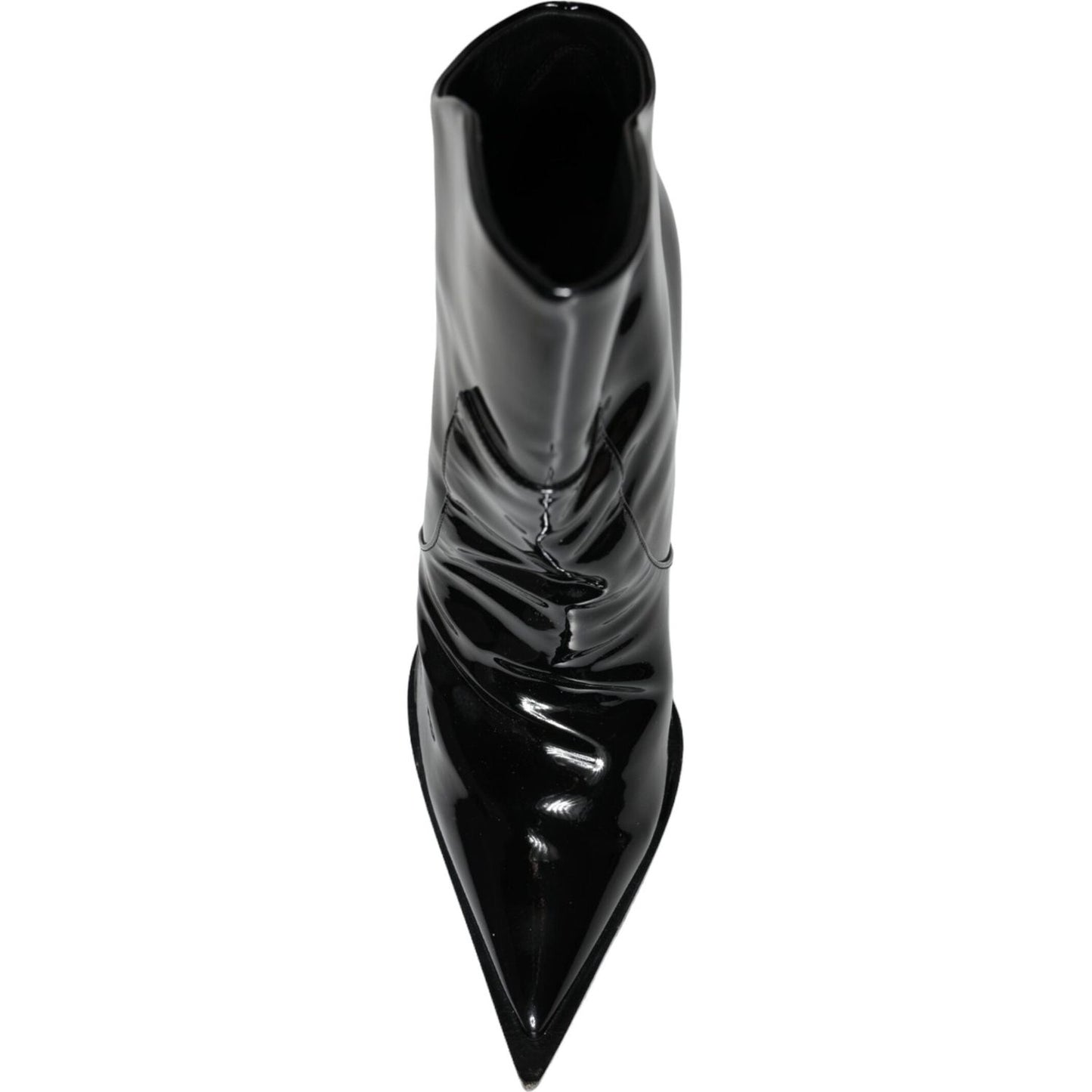 Dolce & Gabbana Black Patent Leather Pointed Ankle Boot Shoes