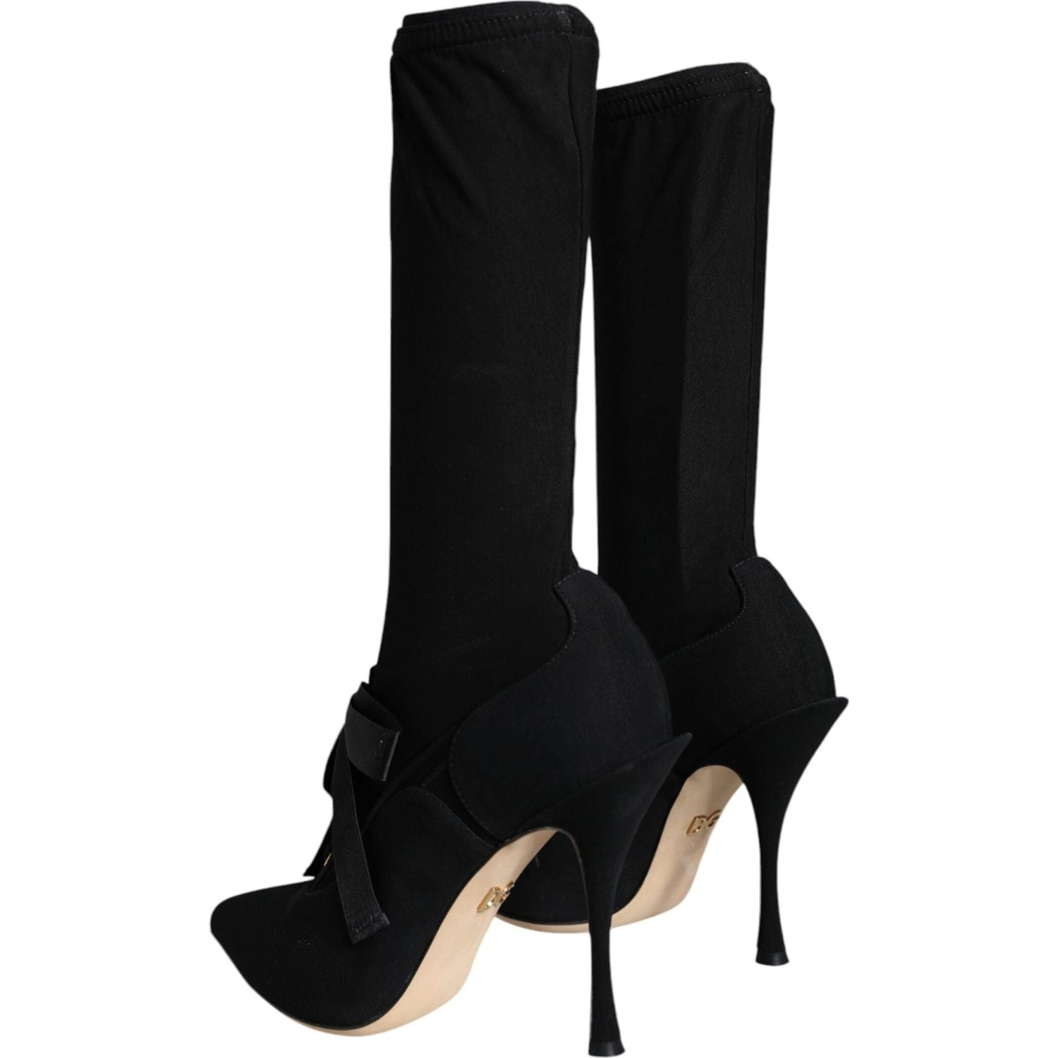 Dolce & Gabbana Black Stiletto Heels Mid Calf Boots Shoes