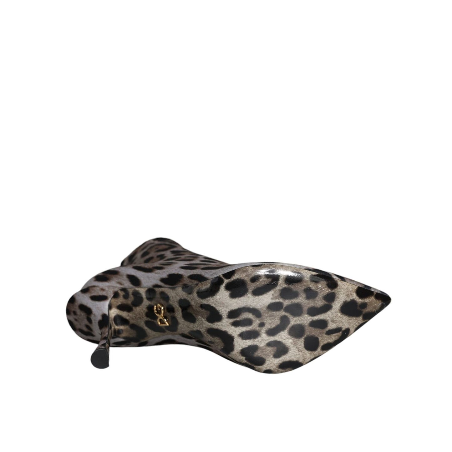 Dolce & Gabbana Gray Leopard Stretch Heels Ankle Boots Shoes