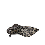 Dolce & Gabbana Gray Leopard Stretch Heels Ankle Boots Shoes