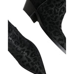 Dolce & Gabbana Black Gray Leopard Cowboy Boots Shoes LA11525#1-38.5