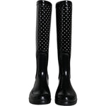 Dolce & Gabbana Black Polka Dot Rubber Knee High Boots Shoes LA11539-35