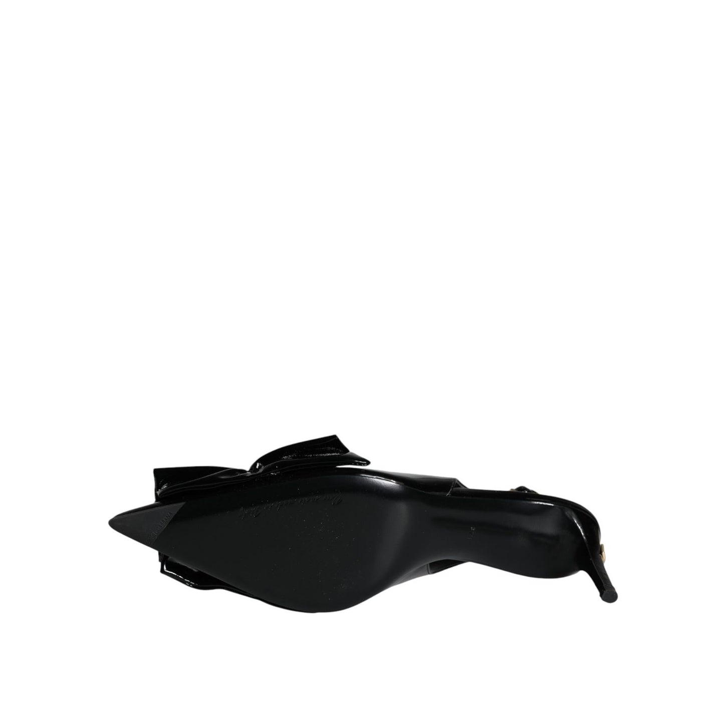 Dolce & Gabbana Black Patent Leather Heels Slingback Shoes