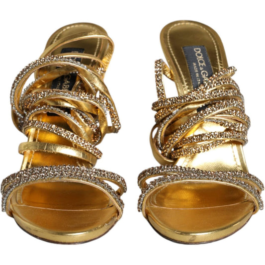 Dolce & Gabbana Gold Crystals Keira Heels Sandals Shoes LA11356-39.5