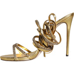 Dolce & Gabbana Gold Crystals Keira Heels Sandals Shoes LA11356-39.5