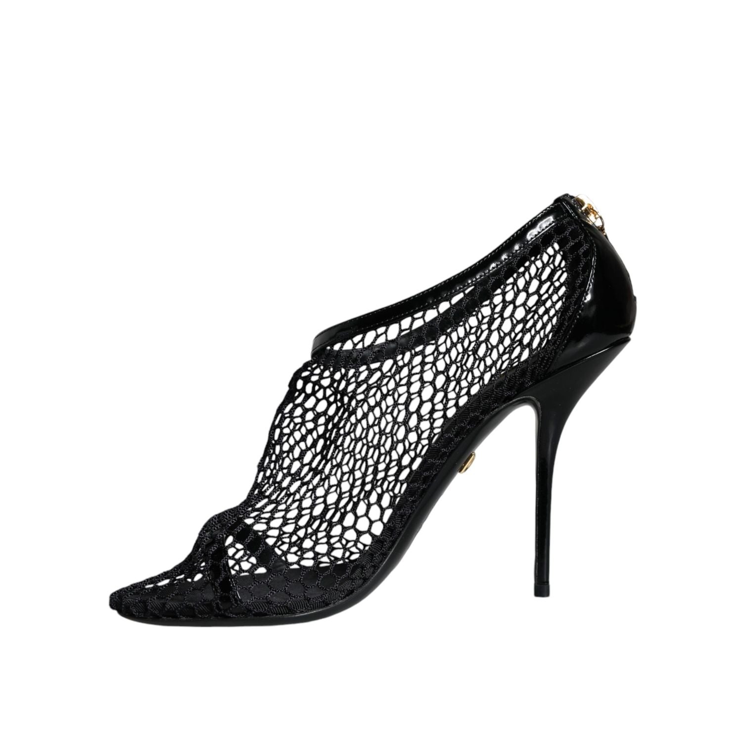 Dolce & Gabbana Black Mesh Leather Heels Keira Sandals Shoes