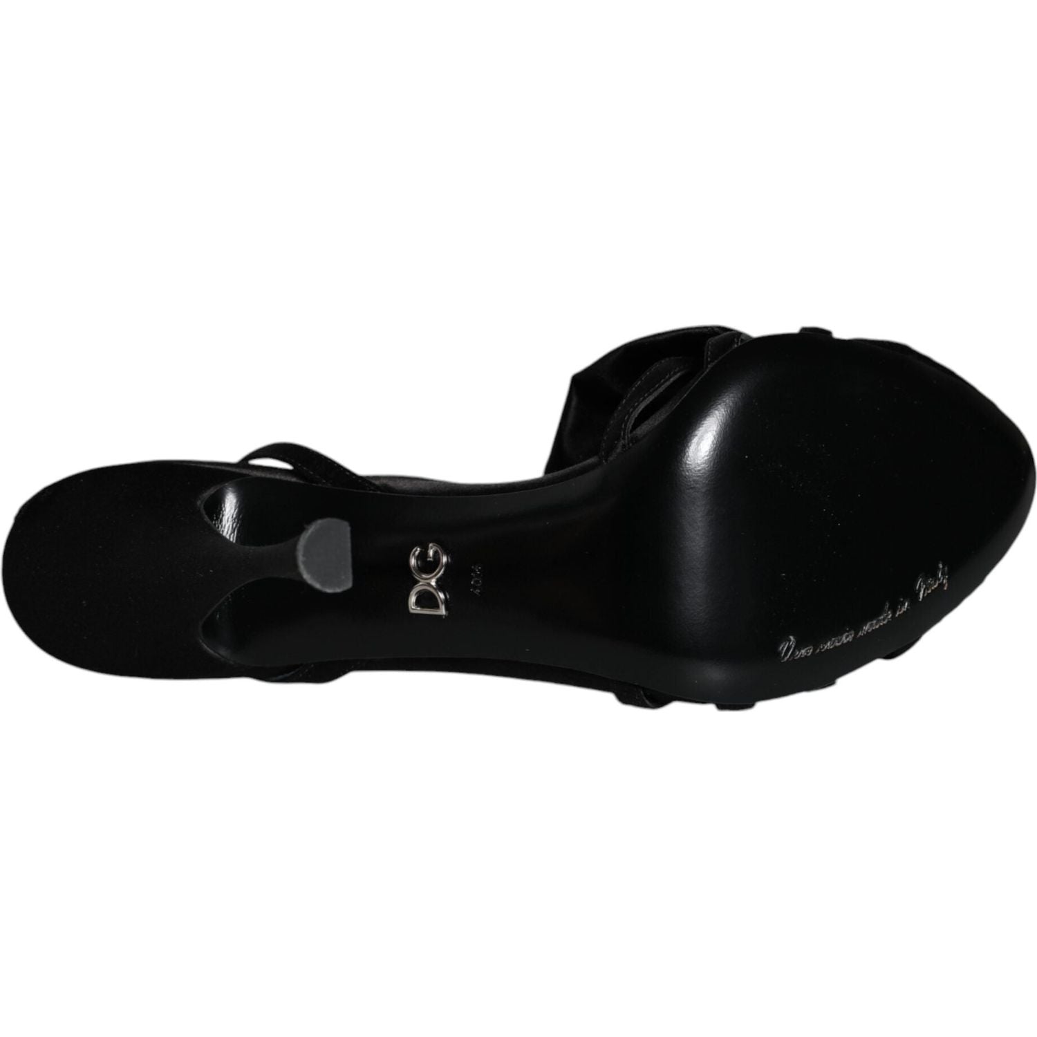 حذاء صندل من دولتشي آند غابانا بحزام للكاحل من الكريستال الأسود