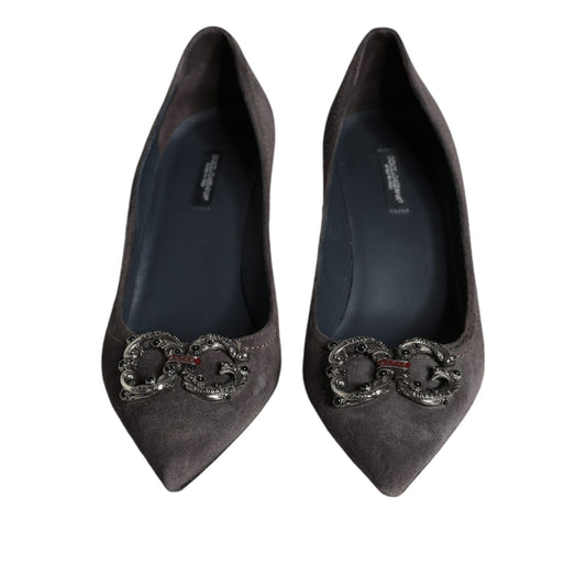 Dolce & Gabbana Gray Amore Suede Bellucci Heels Pumps Shoes