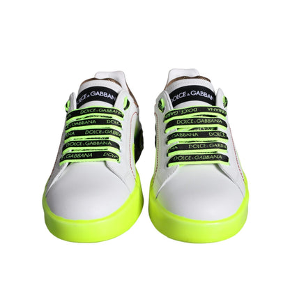 Dolce & Gabbana White Leather Portofino Low Top Sneakers Shoes