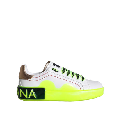 Dolce & Gabbana White Leather Portofino Low Top Sneakers Shoes