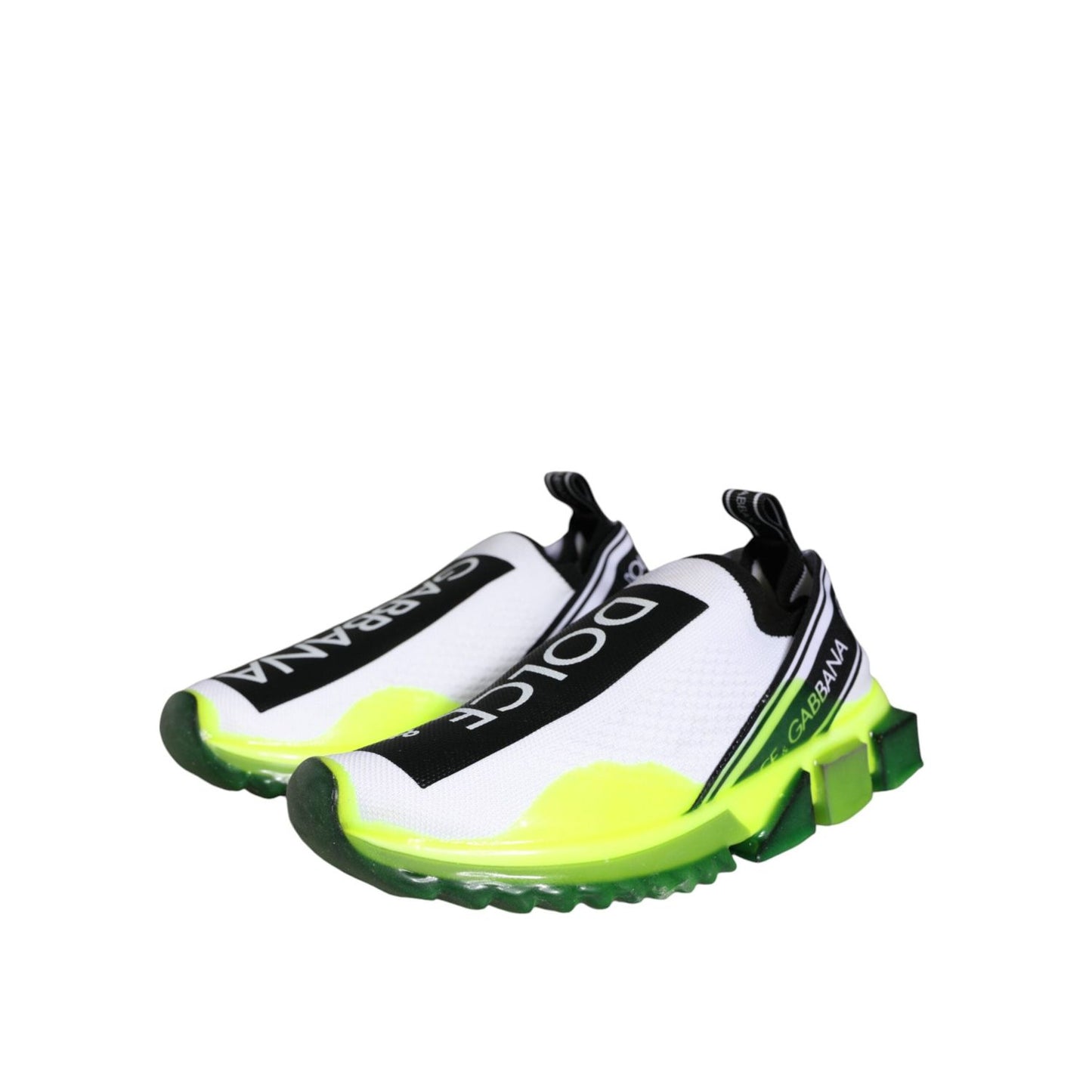 Dolce & Gabbana White Yellow Slip On Sorrento Sneakers Shoes