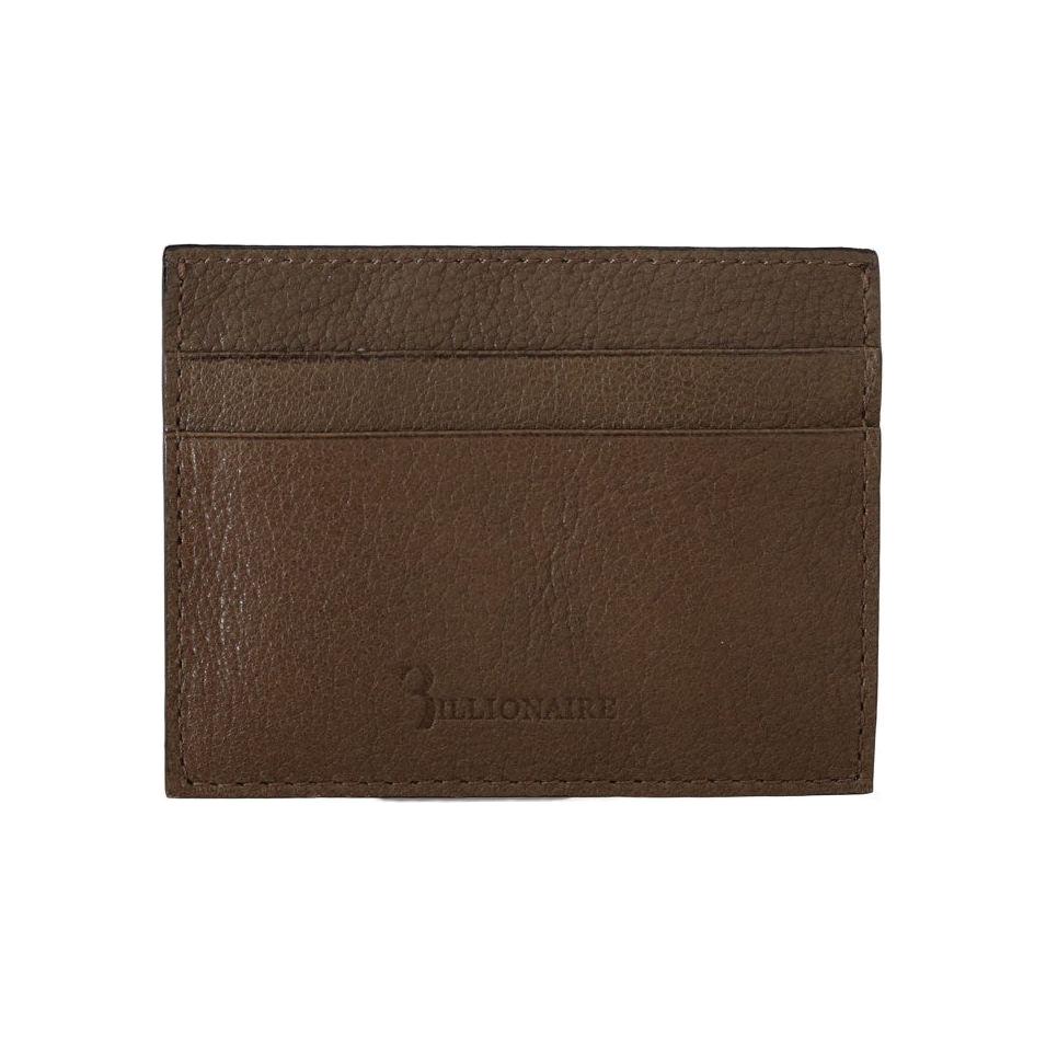 Billionaire Italian Couture Brown Leather Cardholder Wallet Wallet