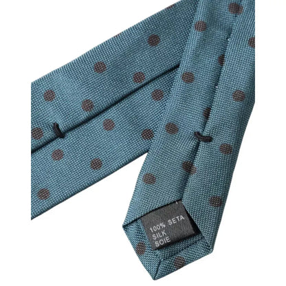 Dolce & Gabbana Green Black Polka Dot Silk Adjustable Men Tie