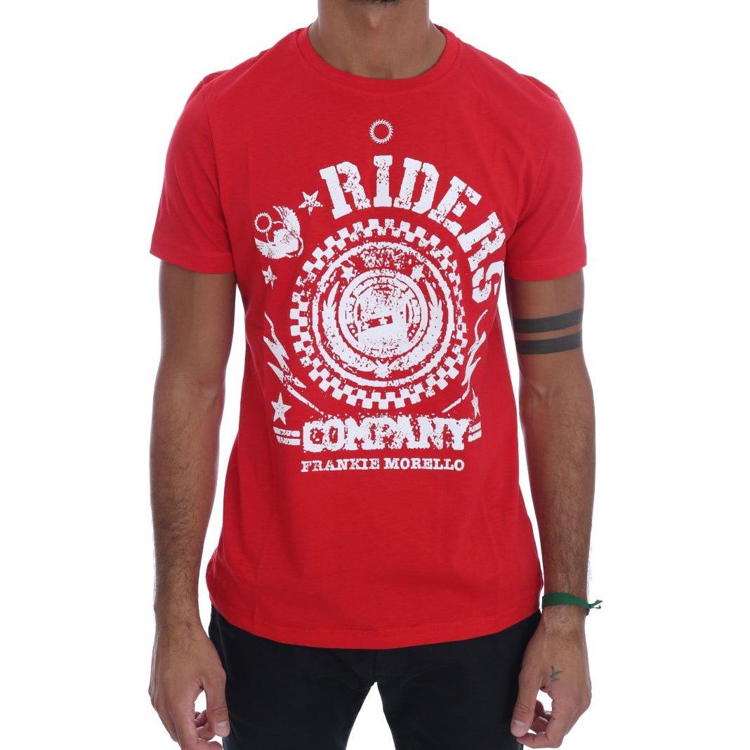 Frankie Morello Red Cotton RIDERS Crewneck T-Shirt