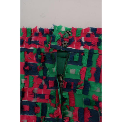 Dolce & Gabbana Pink Green Jacquard Pencil Skirt