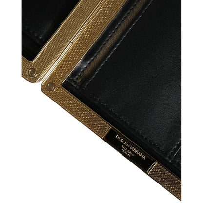 Dolce & Gabbana White Leather Gold Frame Clutch Evening Party Purse Bag