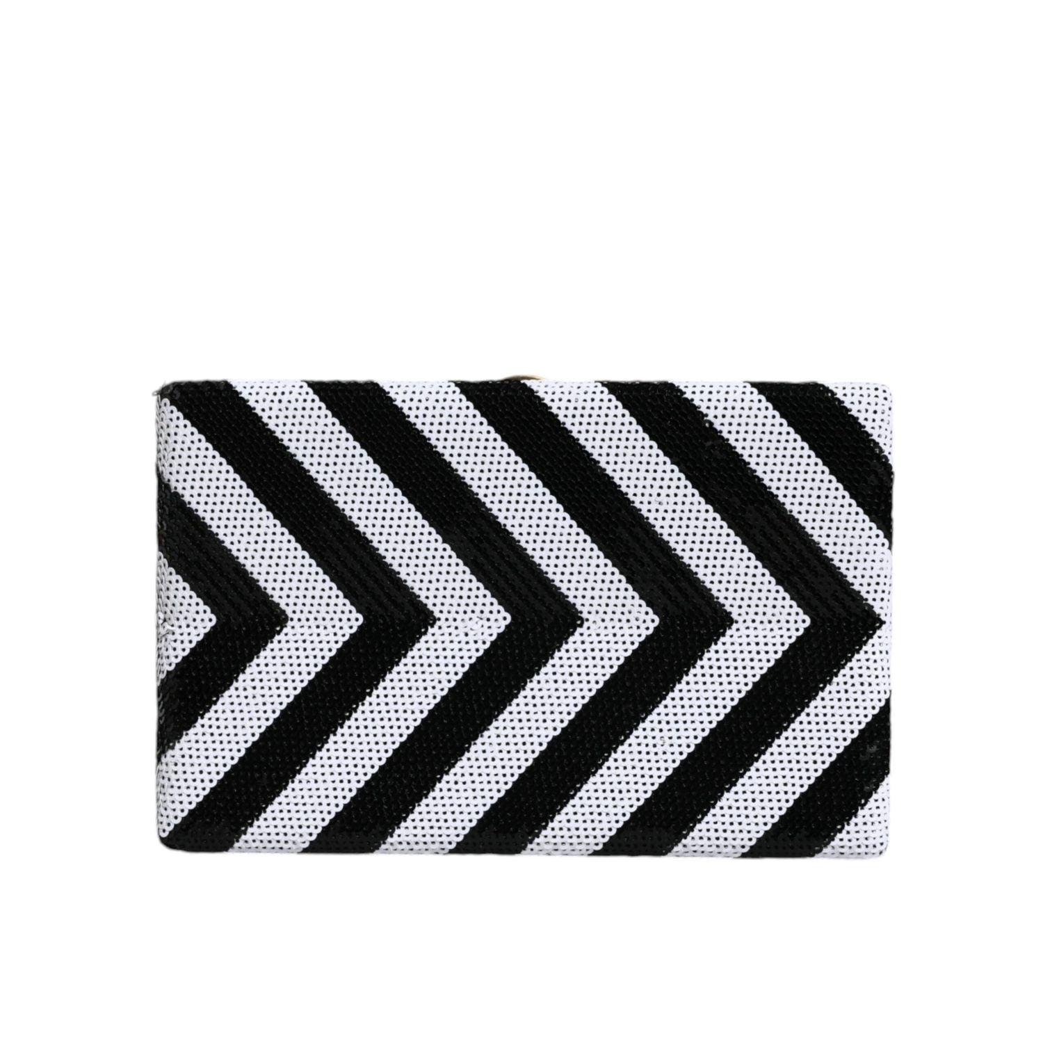 حقيبة كلاتش للحفلات المسائية من دولتشي آند غابانا بإطار ذهبي أبيض أسود