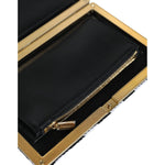 Dolce & Gabbana Black White Gold Frame Clutch Evening Party Purse Bag BAG1544