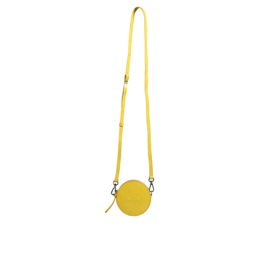 MSGM Yellow Leather Logo Crossbody Sling Shoulder Round Bag BAG1581