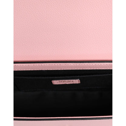 Versace Pink Grainy Calf Leather Logo Crossbody Shoulder Bag