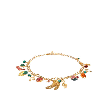 Dolce & Gabbana Gold Tone Brass Fruity Crystal Embellished Waist Chain Belt