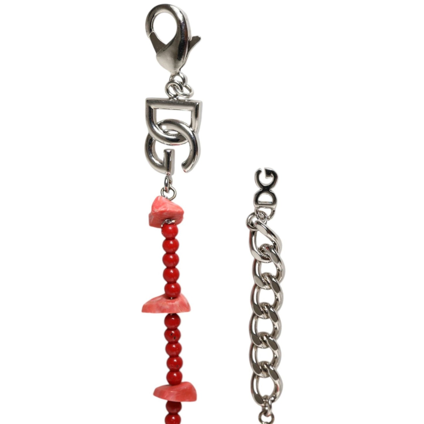 Dolce & Gabbana Silver Tone Brass Beaded Resin DG Logo Chain Bracelet Bracelet