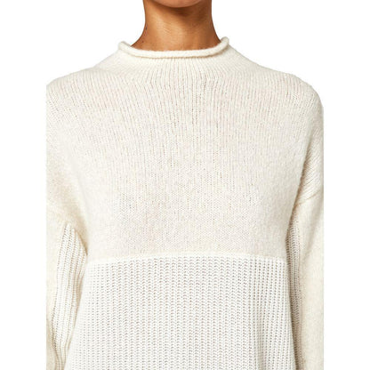 Alpha Studio White Recycled Wool Women Sweater
