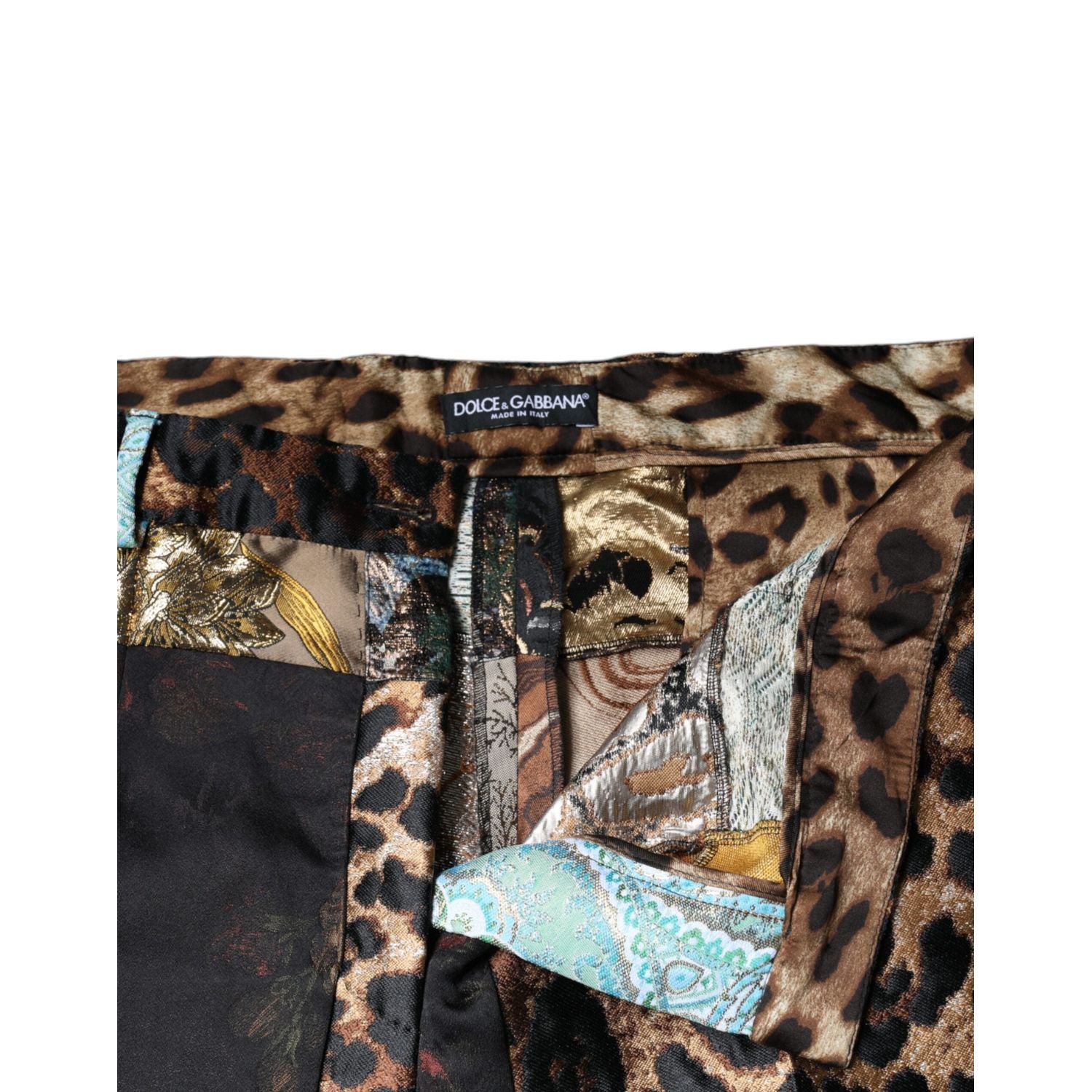 Dolce & Gabbana Multicolor Patchwork Jacquard High Waist Pants