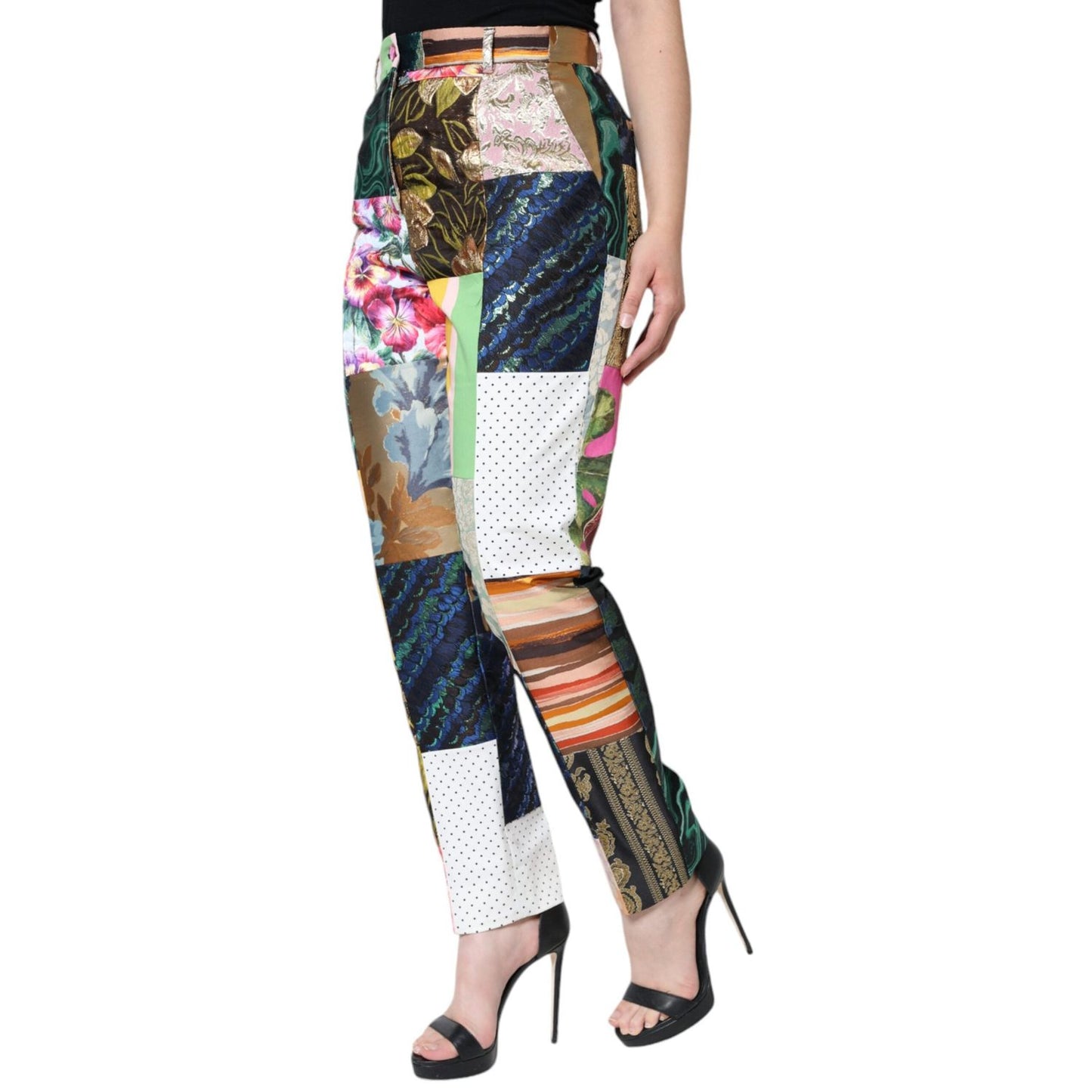 Dolce & Gabbana Multicolor Patchwork Jacquard High Waist Pants PAN74673-42