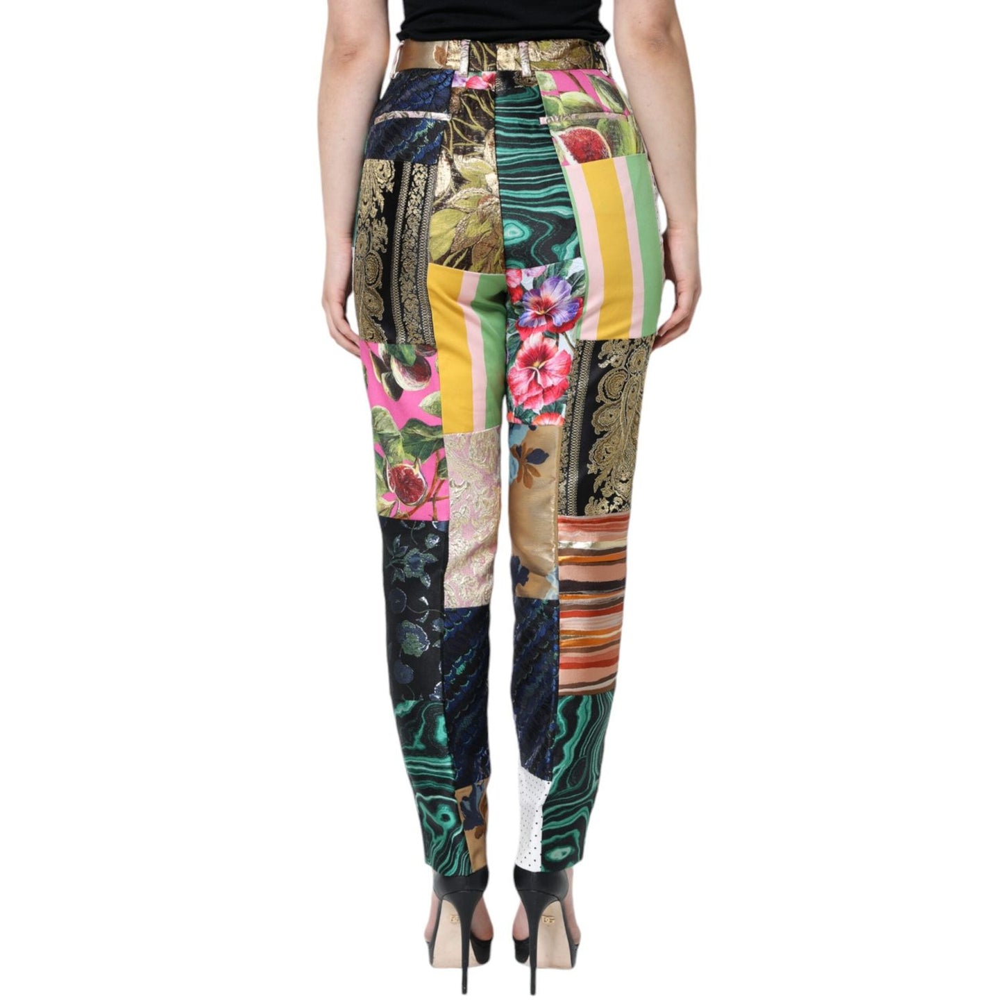 Dolce & Gabbana Multicolor Patchwork Jacquard High Waist Pants PAN74673-42