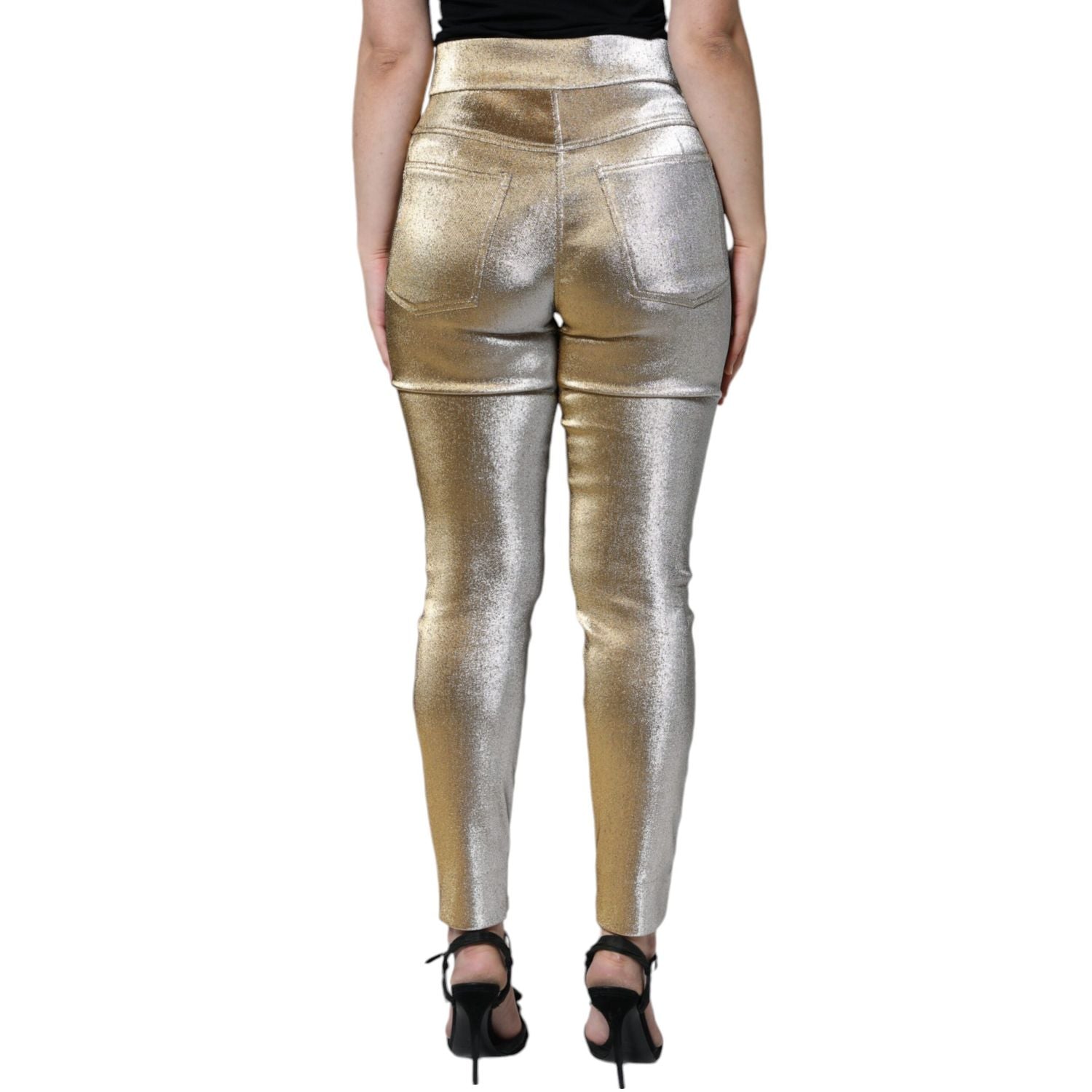 Dolce & Gabbana Metallic Gold High Waist Skinny Pants