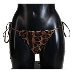 Dolce & Gabbana Brown Leopard Print Swimsuit Swimwear Bikini Bottom