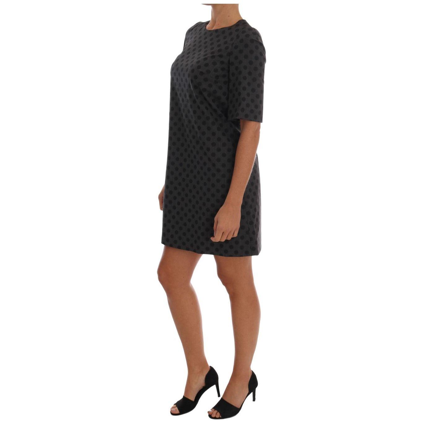 Dolce & Gabbana Gray Polka Dotted Wool Stretch Dress DR1213-1