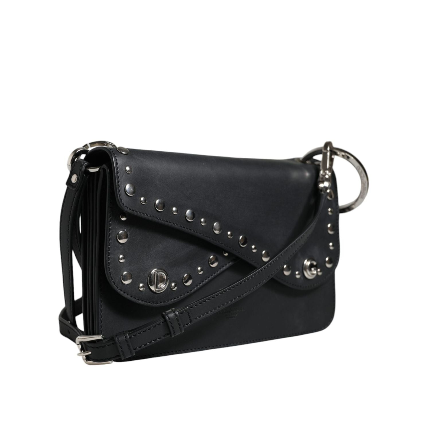 Dolce & Gabbana Black Small Leather Studded Shoulder Crossbody Bag