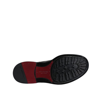 Dolce & Gabbana Black Leather Lace Up Mid Calf Boots Shoes