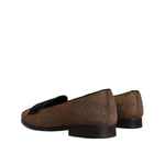 Dolce & Gabbana Brown Calf Hair Leather Loafers Formal Dress Shoes