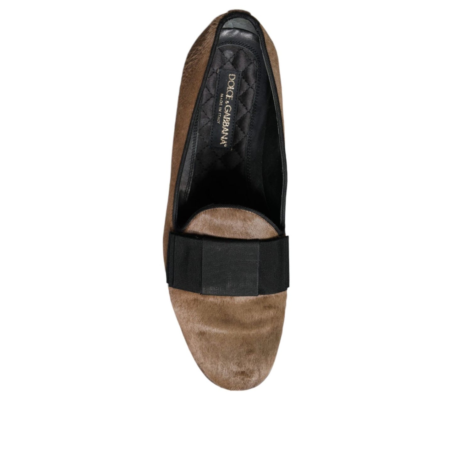 Dolce & Gabbana Brown Calf Hair Leather Loafers Formal Dress Shoes