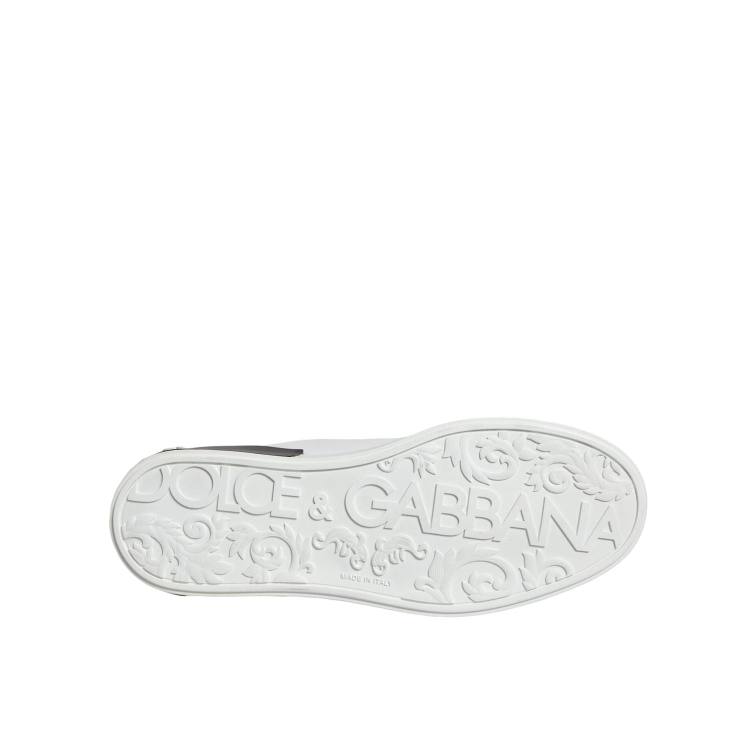 Dolce & Gabbana Black Leather Logo Portofino Sneaker Shoes