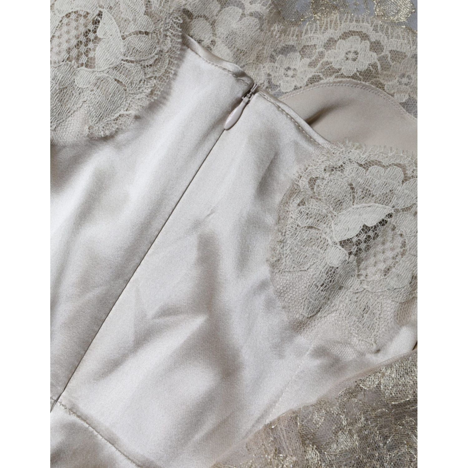 Dolce & Gabbana Gold Floral Lace A-line Sheath Mini Dress