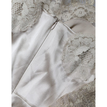 Dolce & Gabbana Gold Floral Lace A-line Sheath Mini Dress