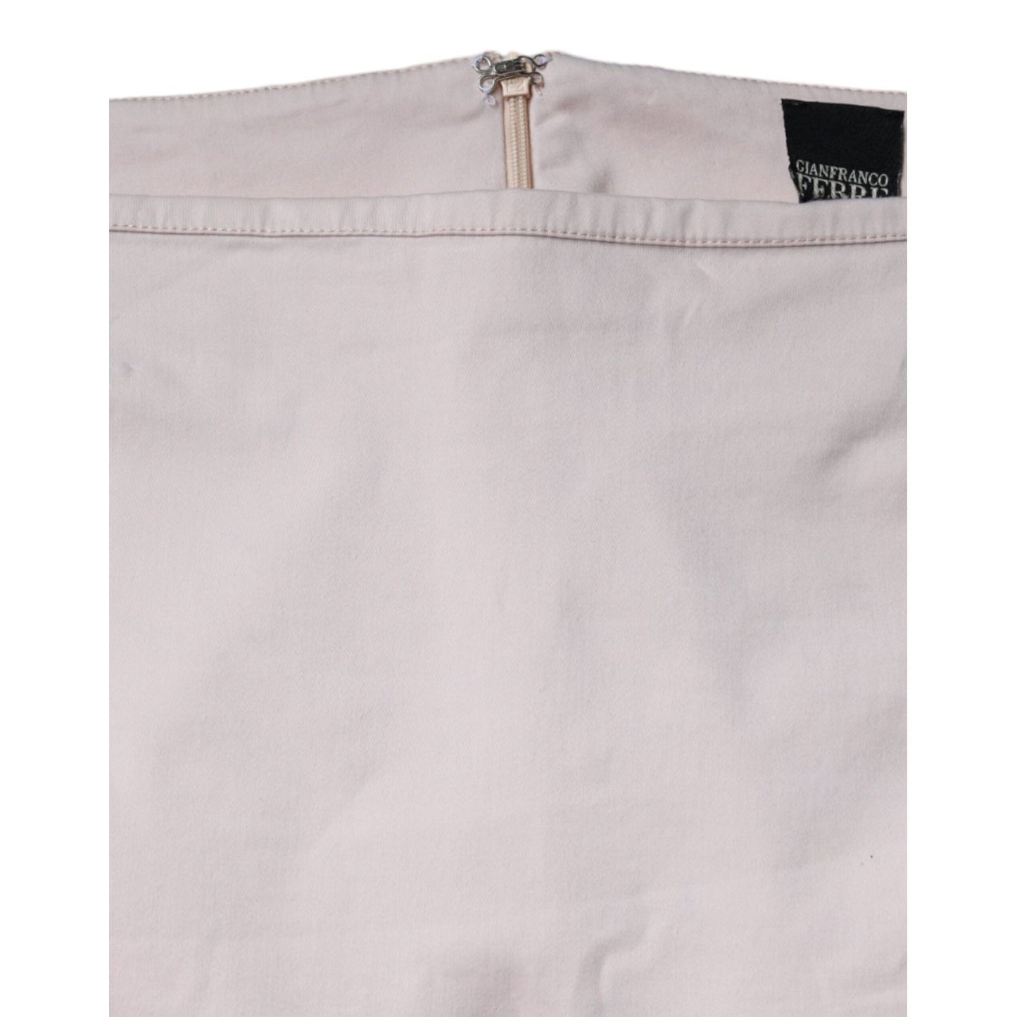 GF Ferre Beige Cotton Stretch Mid Waist Pencil Cut Skirt